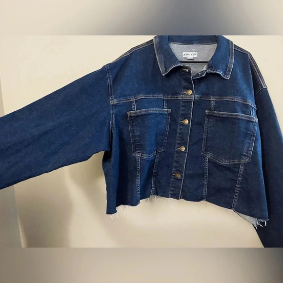 New Ava & Viv crop denim jacket plus-size - Picture 9 of 10
